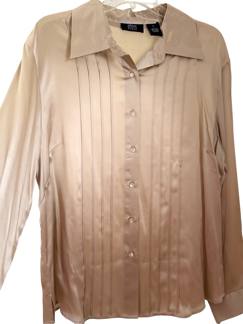 Allison Morgan Silk Pintuck Blouse in Champagne